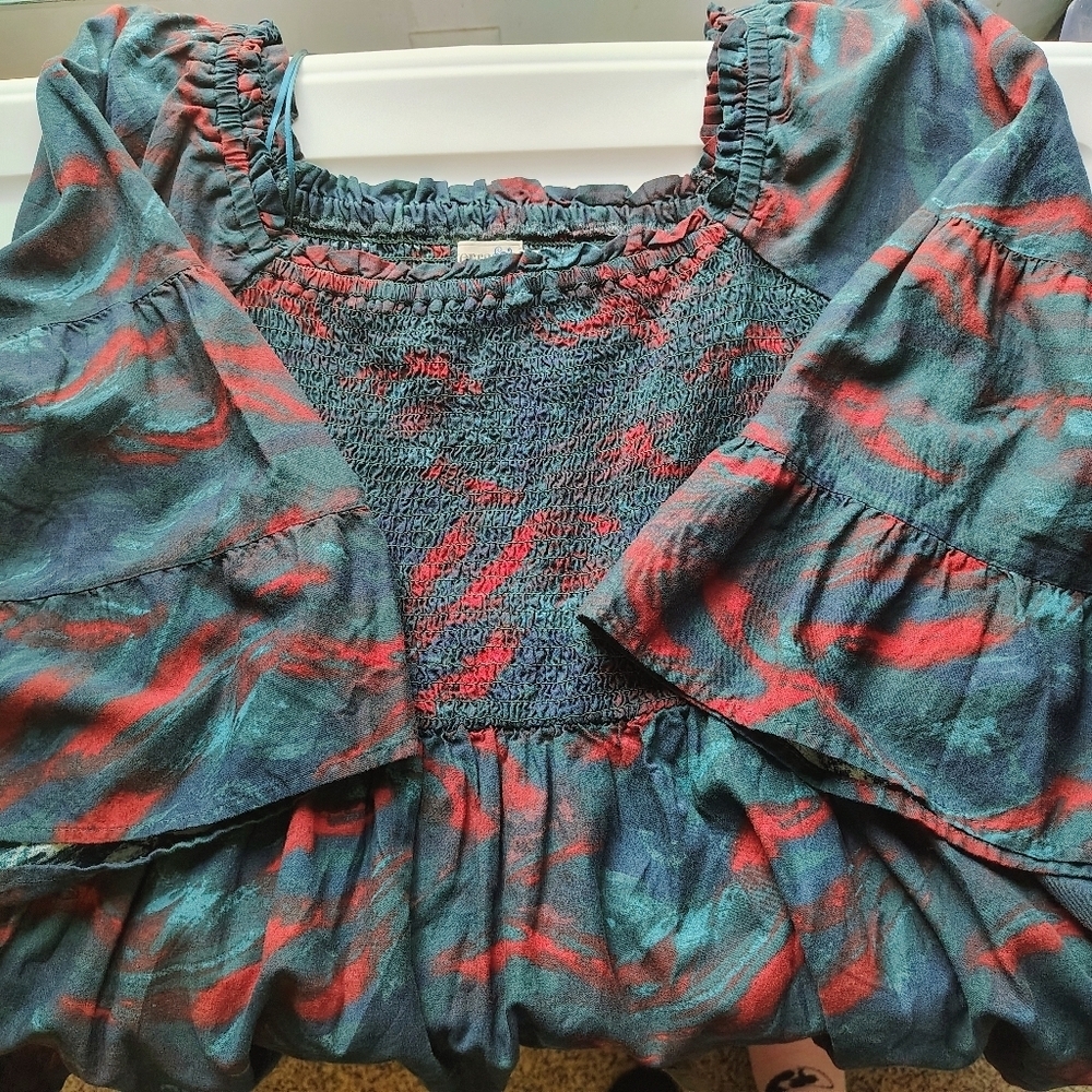 NWT Terra & Sky women's smock top, flared sleeves, cotton, plus sz 1X. - Picture 16 of 16